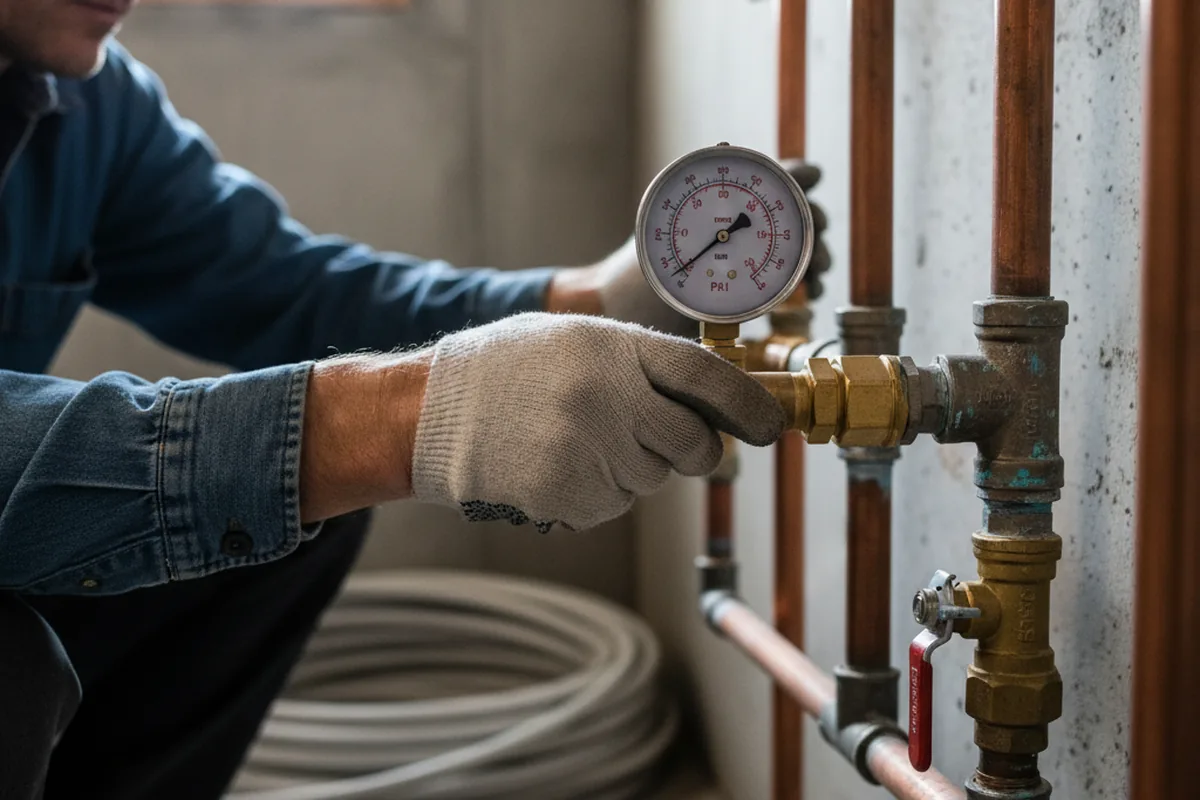 Pressure testing a repaired line during Water Line Repair in Tamaqua